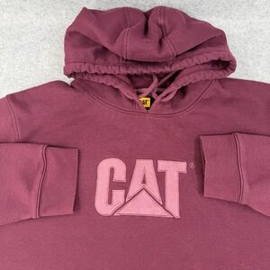 CAT Caterpillar Women's Pullover Sweater Hoodie XXL Maroon Workwear Machinery